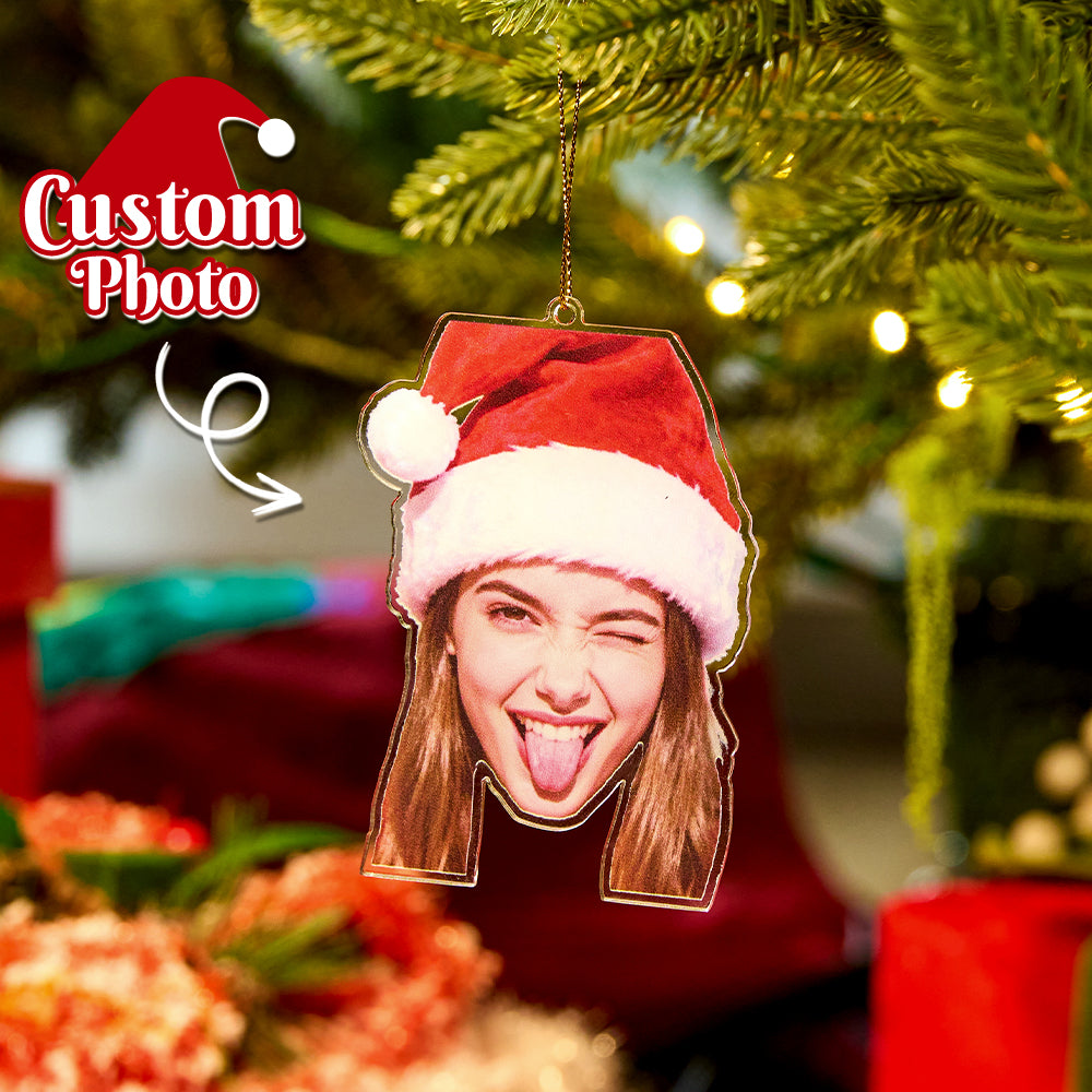 Custom Photo Personalized Head Acrylic Christmas Ornament Personalized Holiday Gift