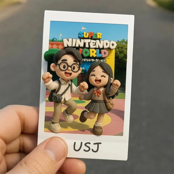 Custom 3D Acrylic Travel Photo Fridge Magnet with Text Anniversary Gift