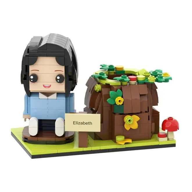 Custom Brick Figures Pen Holder Personalized Brick Figures and Pen Holder Custom Brick Figure & Tree Stump Pen Holder