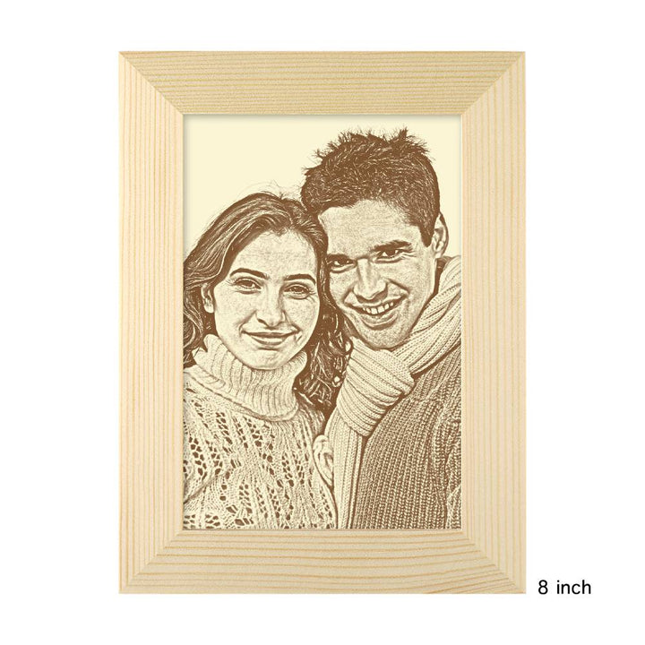 Personalized Engraved Photo Frame Wooden Sketch Effect - 6 Inches 8 Inches 10 Inches