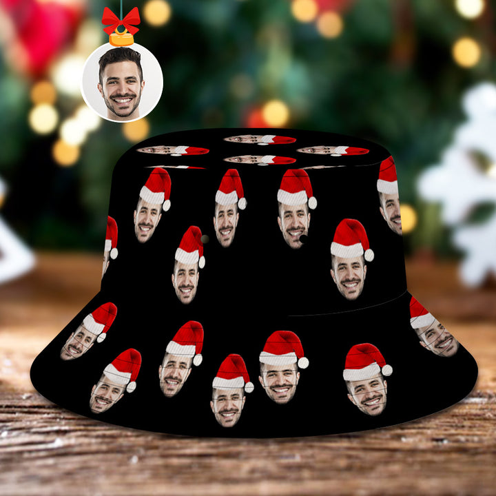 Custom Christmas Bucket Hat Personalized Face Unisex Fisherman Cap