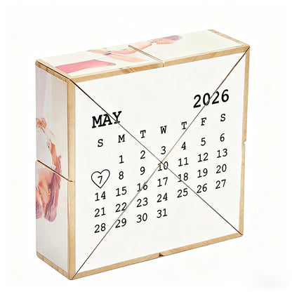 Custom Calendar Multi-Photo Wooden Cube – Celebrate Happy Moments Personalized Christmas Gift