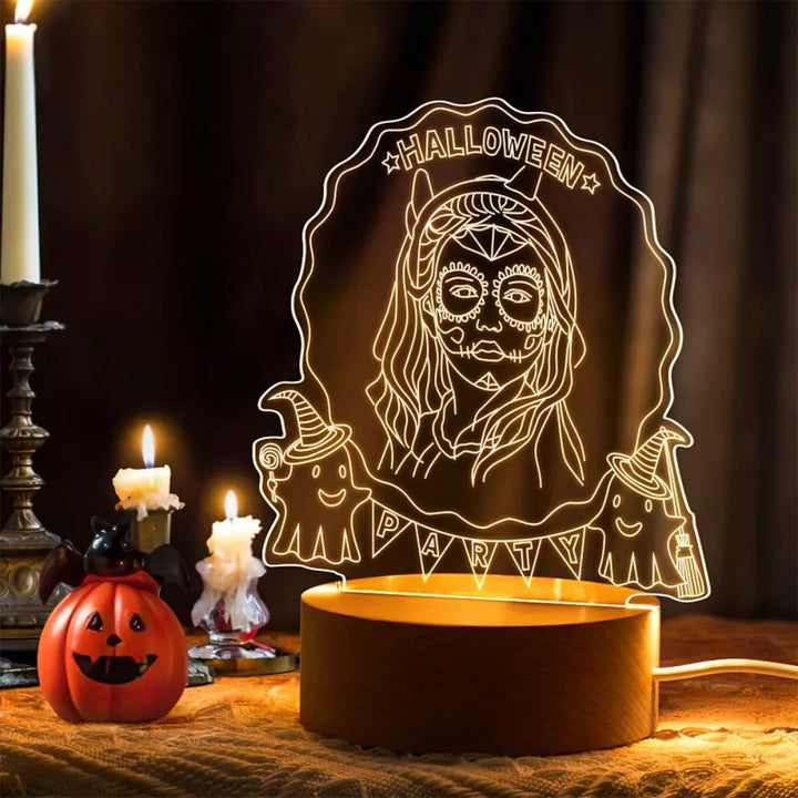 Custom 3D Photo Halloween LED Night Light Custom Halloween Lamp Decor Gift for Halloween