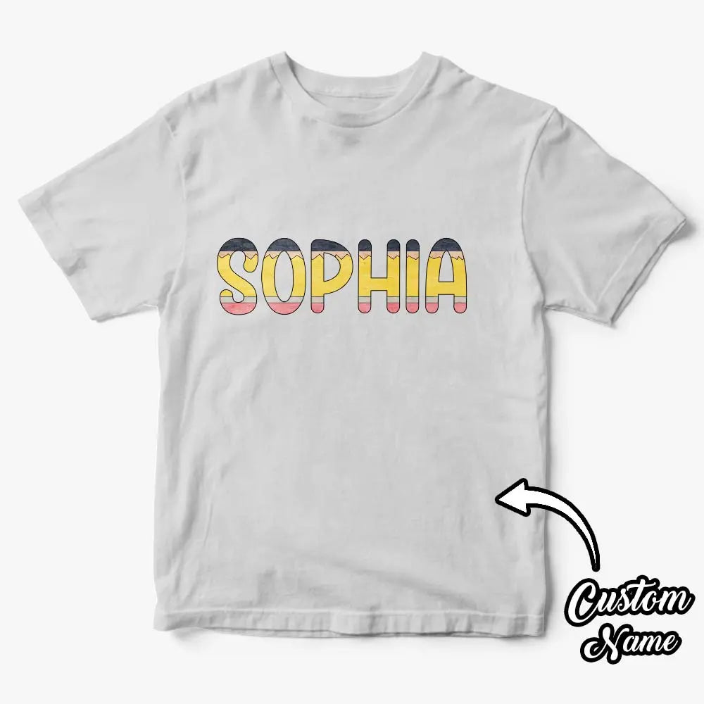 Personalized Back to School Pencil Name T-shirt First Day of School Shirt Gift for Kids