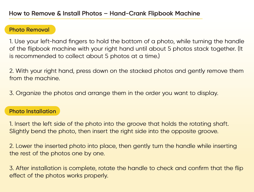 Custom 8 Photos Music Flipbook Frame Animation Machine Detachable Photos Mechanical Hand-cranked Photo Album