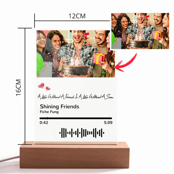 Personalized Photo Acrylic Scannable Code Song Plaque Night Light
