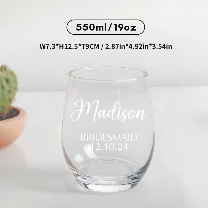 Personalized Name Red Wine Glass Bridal Party Gifts