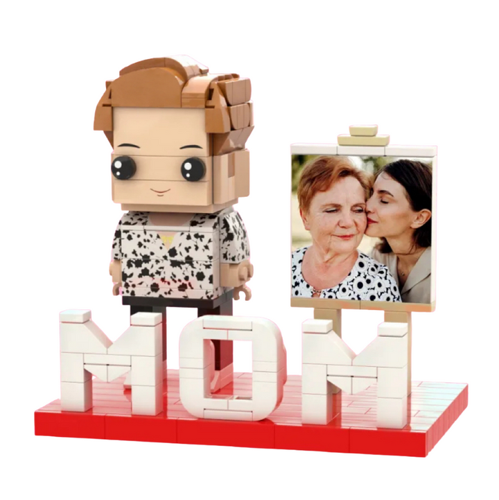 Full Body Custom MOM 1 Person Brick Figure with Photo Mother's Day Gift