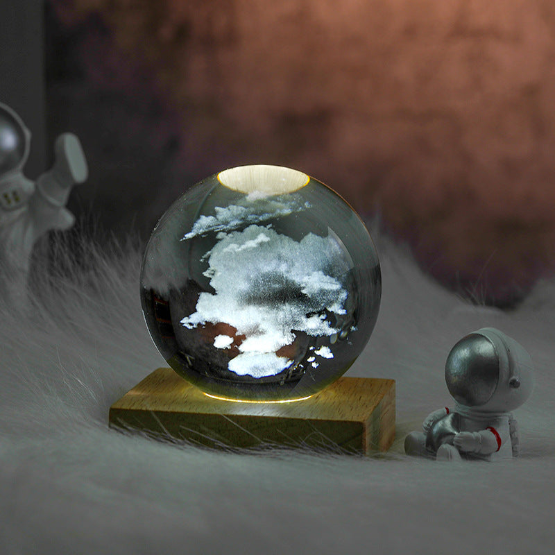 3D Laser Engraved Crystal Ball Night Light