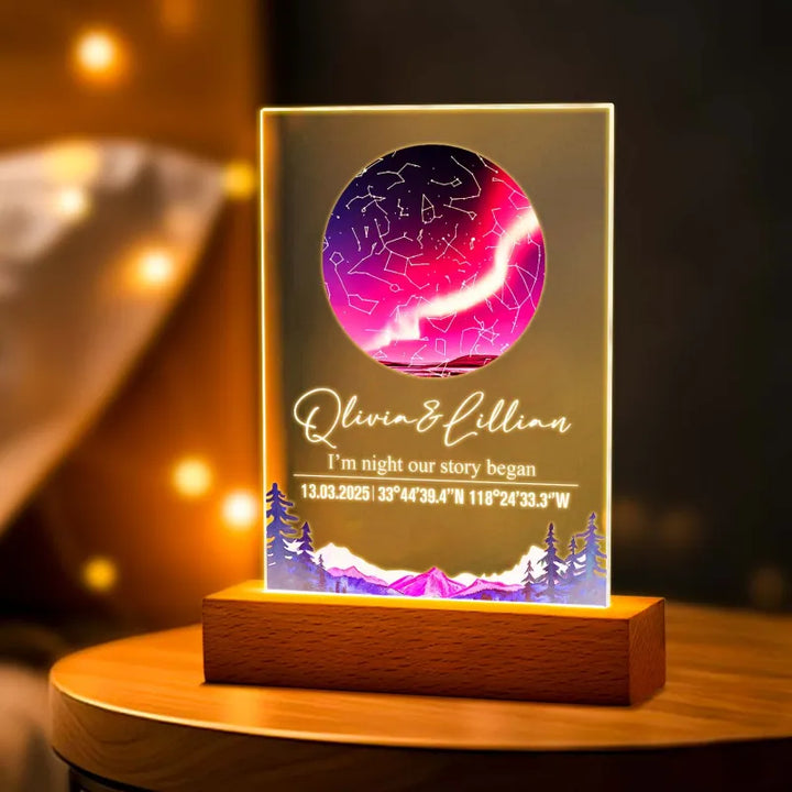 Custom Star Map Night Light Acrylic Lamp with Date Text and Wooden Base Home Decor for Valentine’s Day Anniversary Gift for Couples