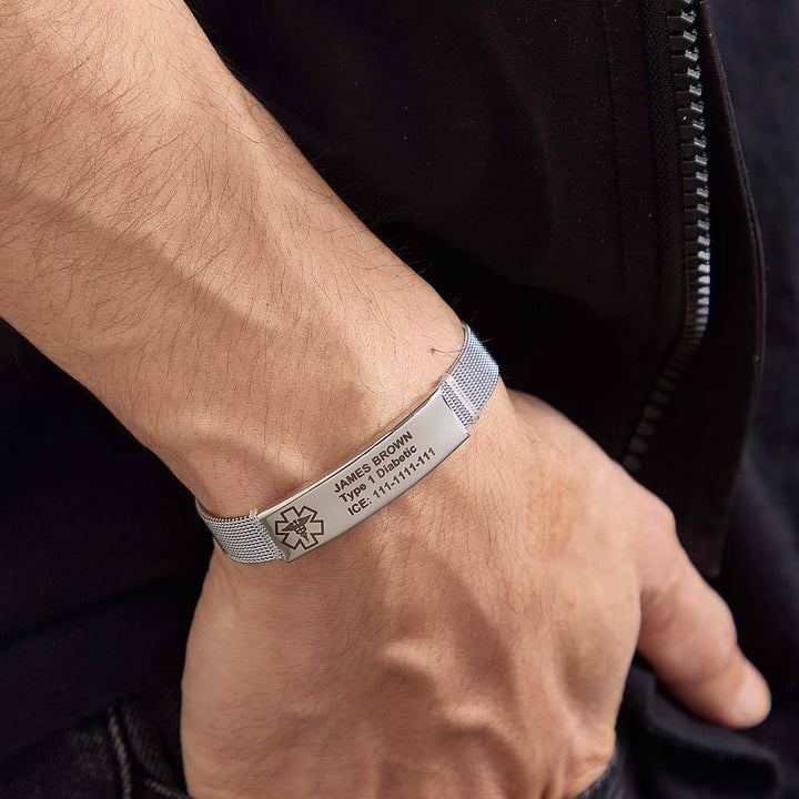 Personalized Emergency Medical Alert ID Bracelet with Text Adjustable Bracelet Gift for Diabetes Epilepsy Autism