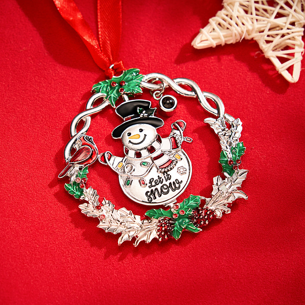 Personalized Photo Snowman Projection Ornament – Christmas Tree Hanging Decoration