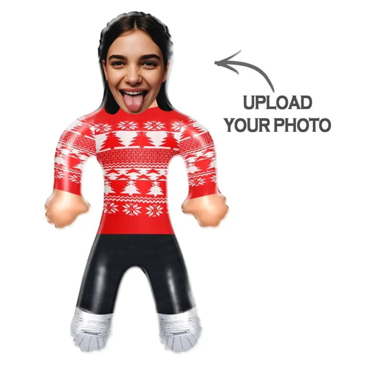 Custom Face Red Christmas Jumper Blow Up Dolls Funny Inflatable Balloon Custom Air Doll for Party Favors Christmas Gifts