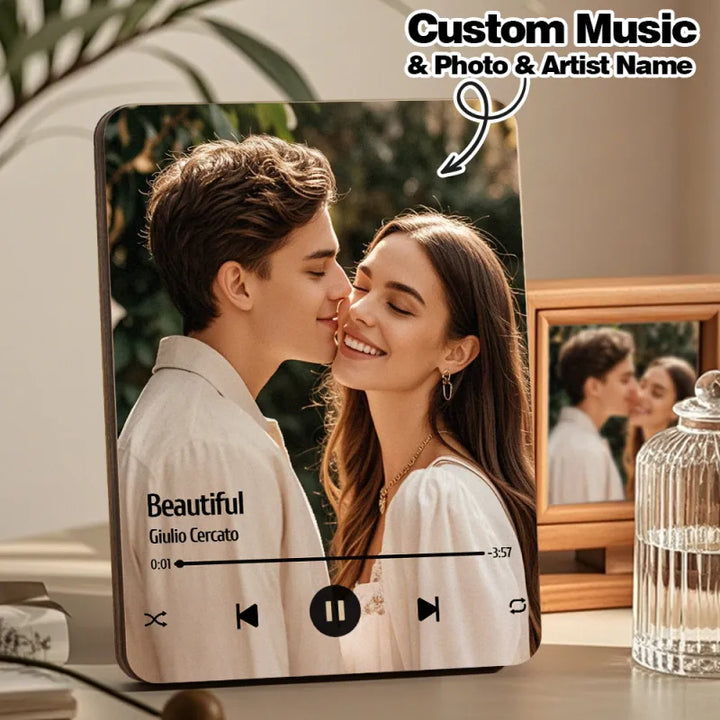Custom Music Photo Frame That Plays Music Without Cell Phone Wooden Music Record Player Wedding Anniversary Gifts