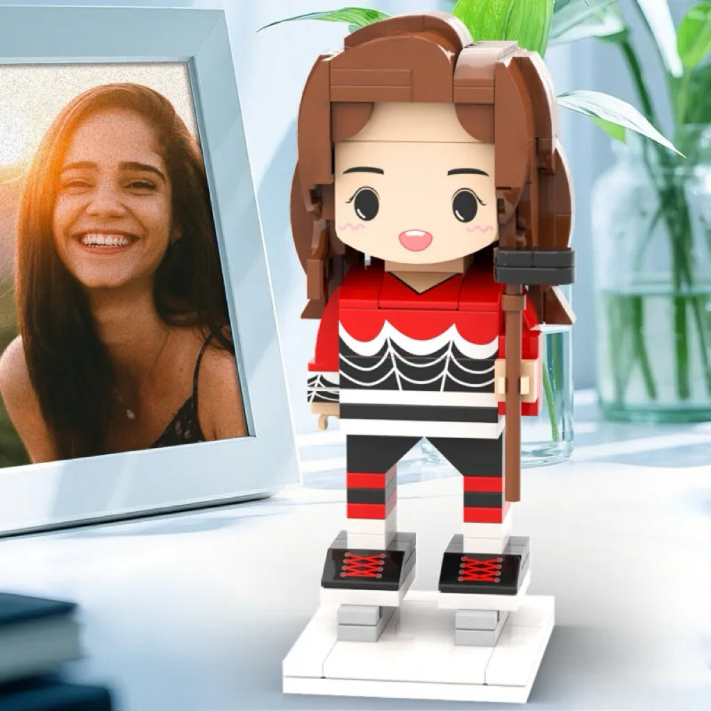 Custom Head 1 Person Cute Puckster Brick Figure Ice Hockey Theme Birthday Gift Anniversary Gift for Her