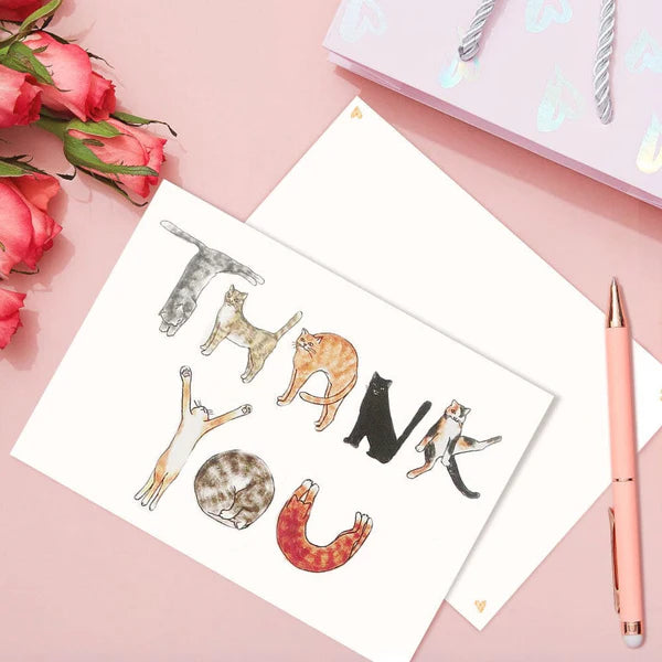Cute Cats Thank You Greeting Card For All Occasions Birthday or Baby Shower Gifts