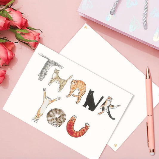 Cute Cats Thank You Greeting Card For All Occasions Birthday or Baby Shower Gifts