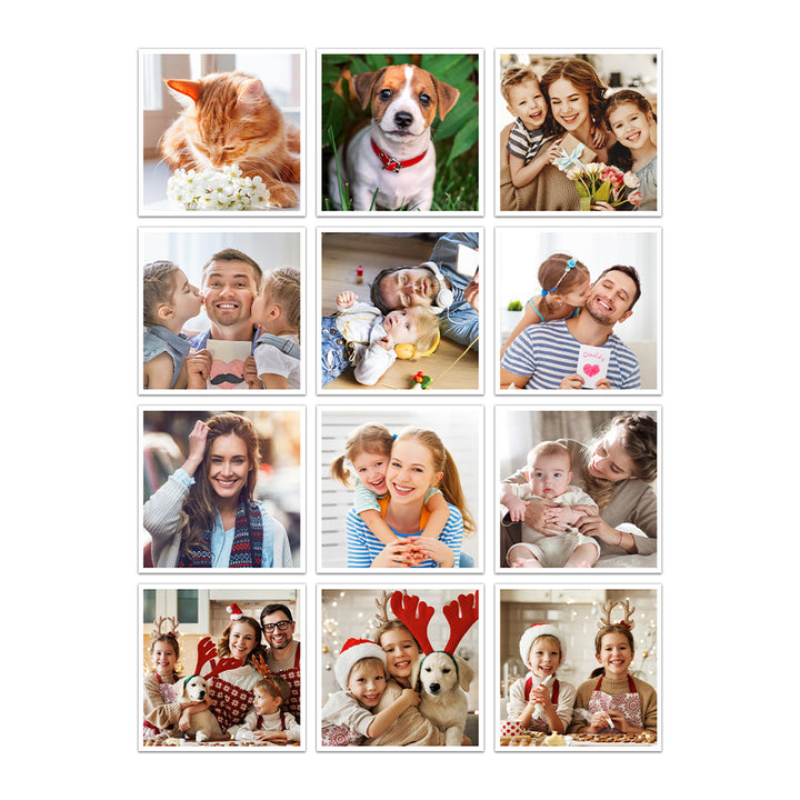 Custom Photo Card Paper Fridge Magnets - Set of 12 Personalized Picture Magnets for Home or Gifts