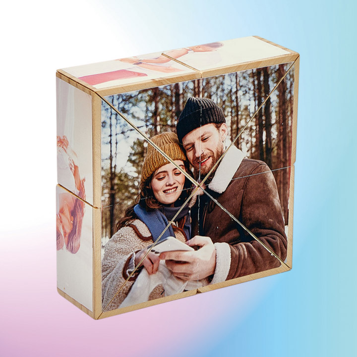 Custom Calendar Multi-Photo Wooden Cube – Celebrate Happy Moments Personalized Christmas Gift
