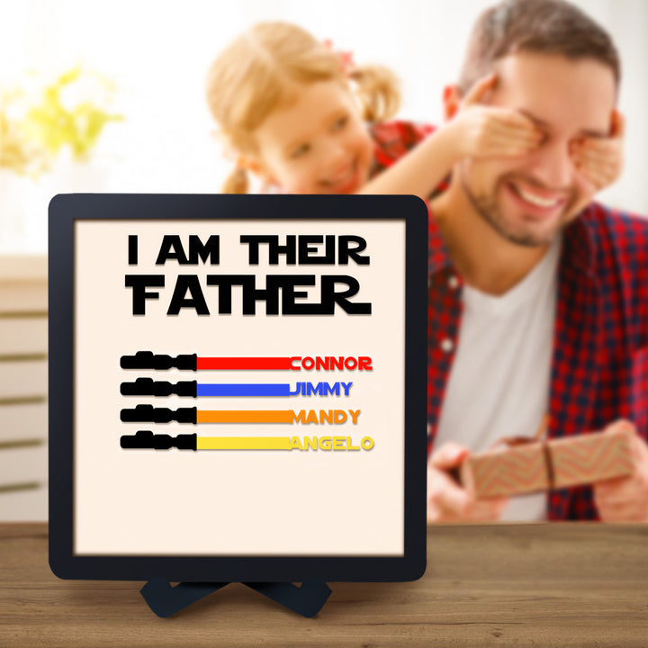 Custom Name Light Saber I AM THEIR FATHER Wooden Sign for Father's Day Gifts