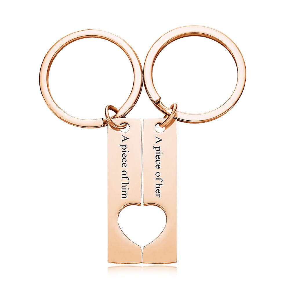 Custom Engraved Text Stainless Steel Couples Keychains