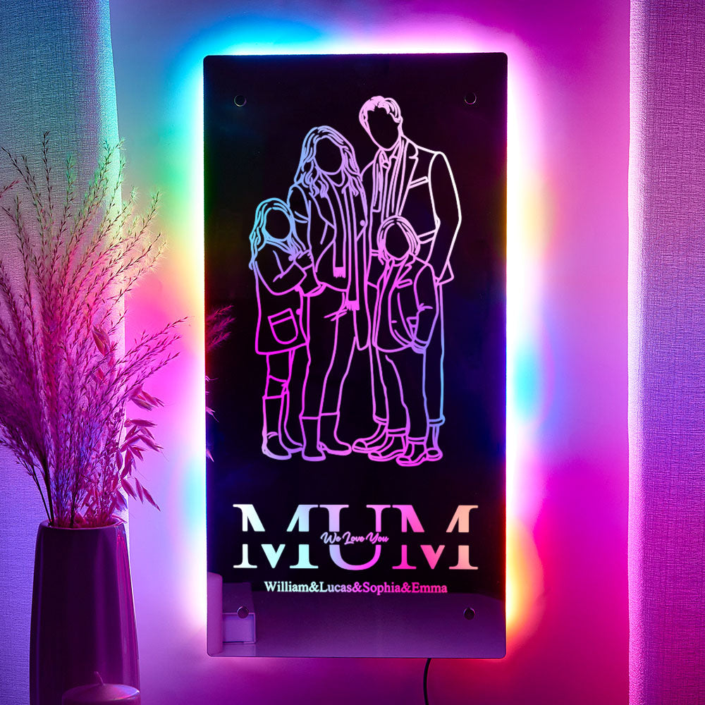 Personalized Mirror Light Silhouette Photo Mirror Light Mother's Day Gifts for Mom