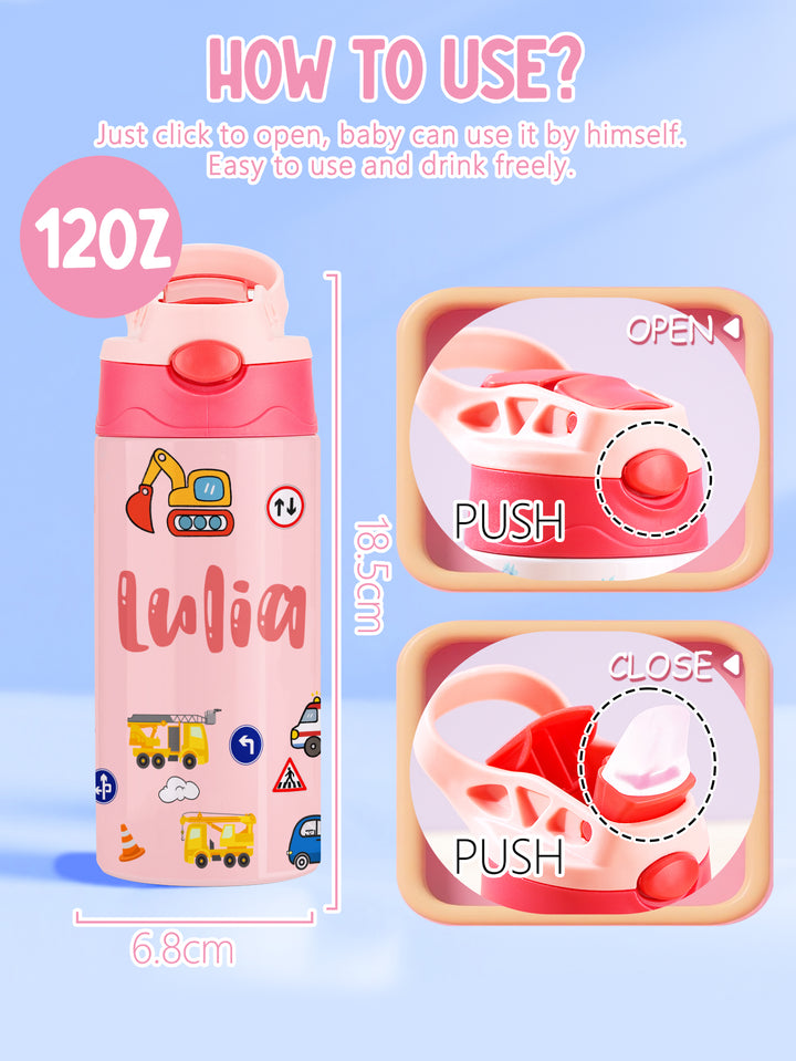 Custom Name Tractor Stainless Steel Water Cup Children's Day Gift for Kids