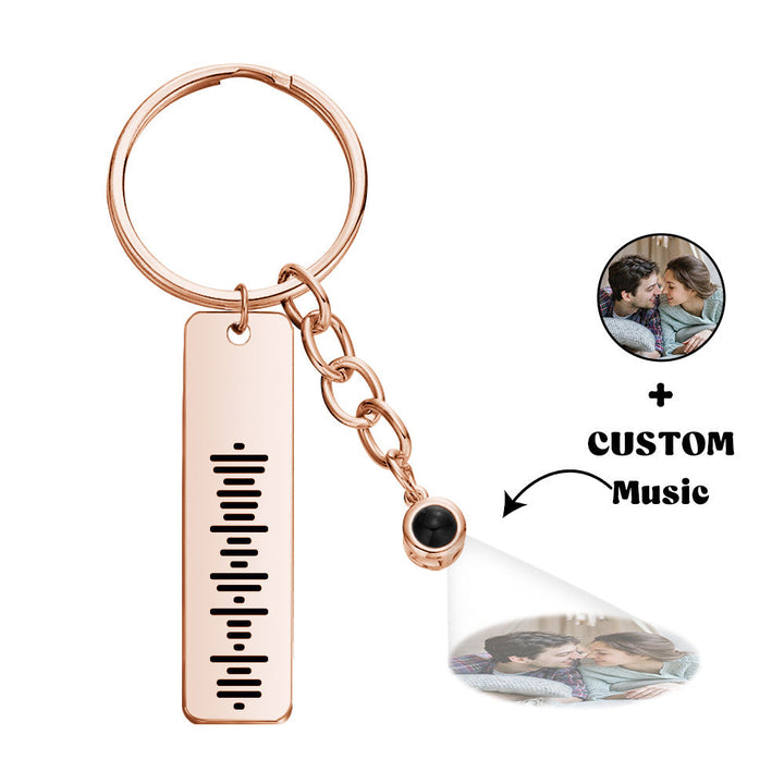 Personalized Music Code Keychain Custom Projection Keyring