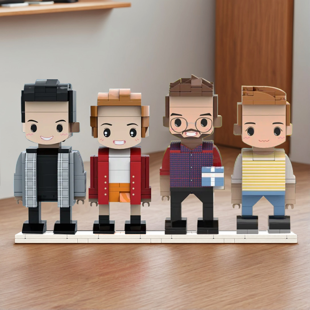 Full Body Customizable 4 People Photo Custom Cute Brick Figures Small Particle Block Perfect Christmas Gifts for Family Friends