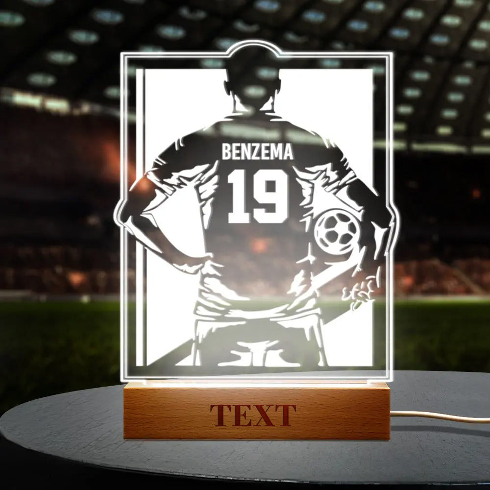 Personalized Soccer Night Light - Perfect Gift for World Cup Fans Rectangle Wooden Base