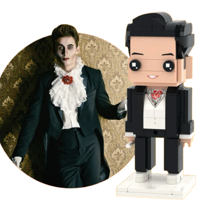 Full Body Custom 1 Person Brick Figures Small Particle Block Count Dracula Brick Figures Halloween Gifts