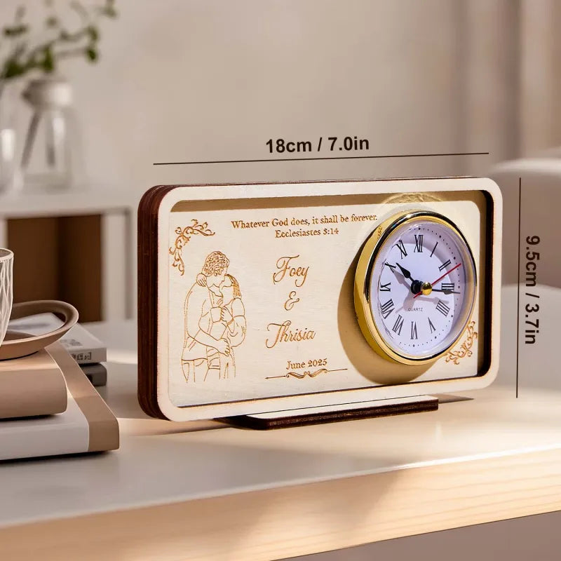 Personalized Wooden Clock Can Custom Photo And Text Wedding Gifts Anniversary Gifts