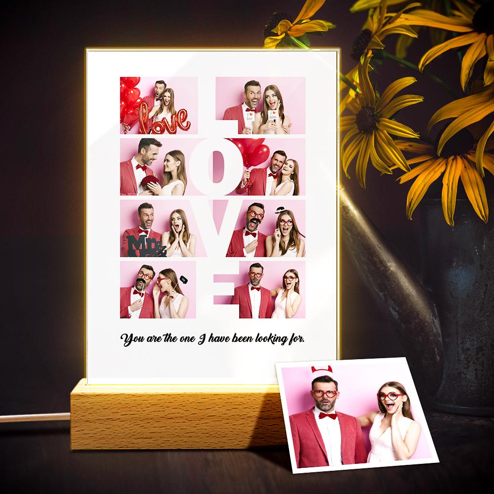 LOVE Custom 8 Photo Lamp Plauqe Romantic Personalized Home Decor