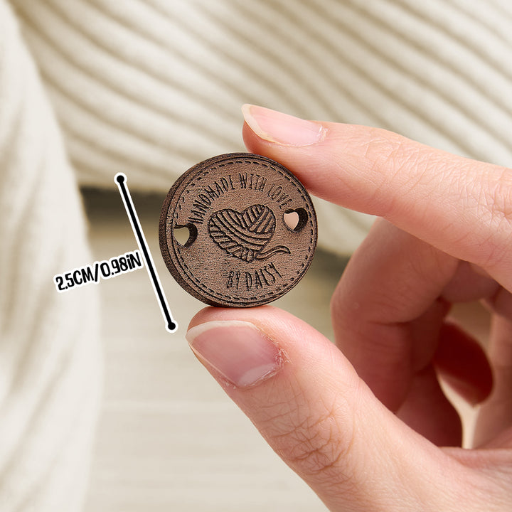 Personalized Handmade with Love Wooden Buttons Set of 15 Clothing Labels Gifts for Mother Grandma Knitting Crocheting Lovers
