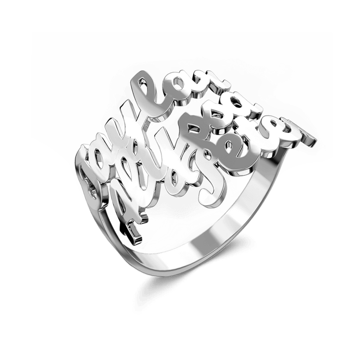Custom Three Names Ring - 925 Sterling Silver