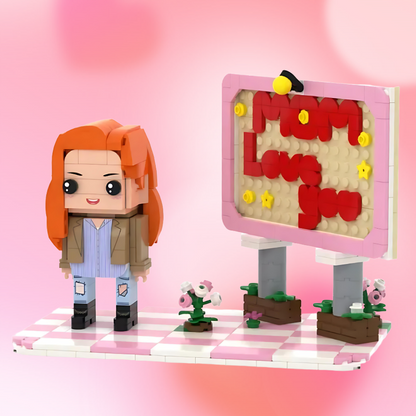 Full Body Custom 1 Person Brick Figure MOM Love You Personalized Photo Mother's Day Gift