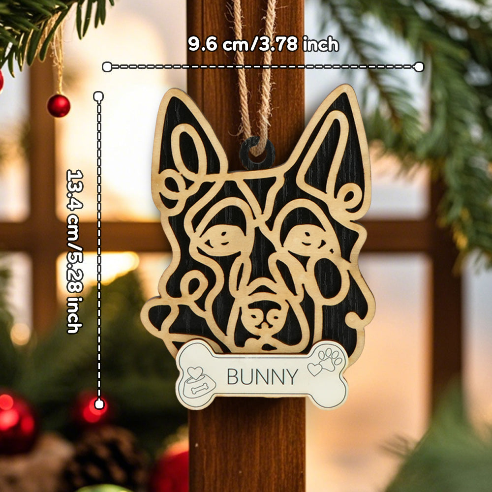 Personalized Line Art Dog with Name Christmas Ornament Christmas Gift for Dog Lover