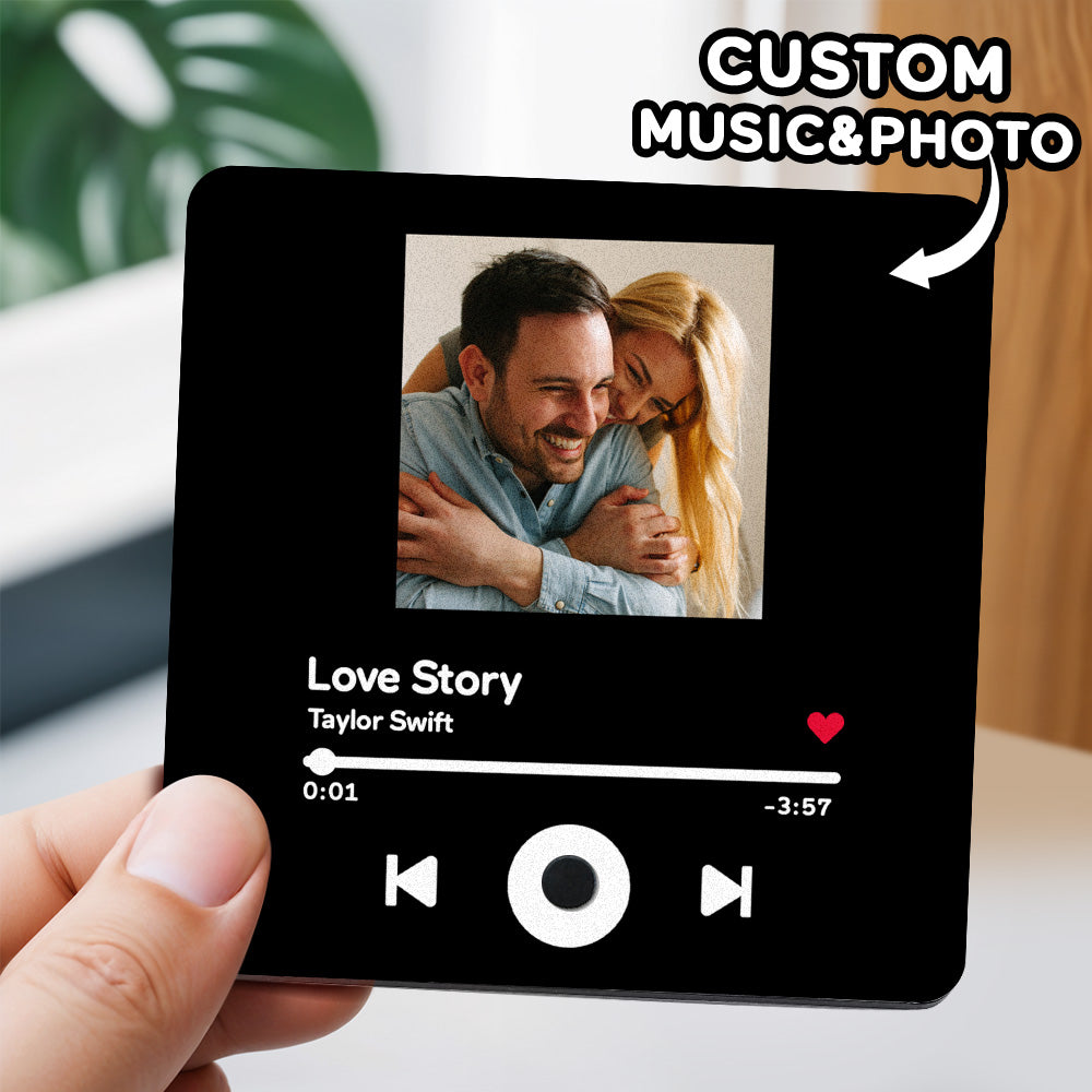 Personalized Music Fridge Magnet Custom Photo Fridge Magnet Can Play Songs Gifts for Her