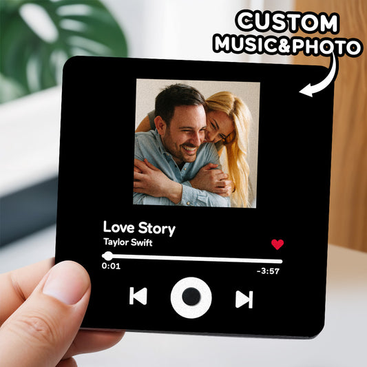Personalized Music Fridge Magnet Custom Photo Fridge Magnet Can Play Songs Gifts for Her