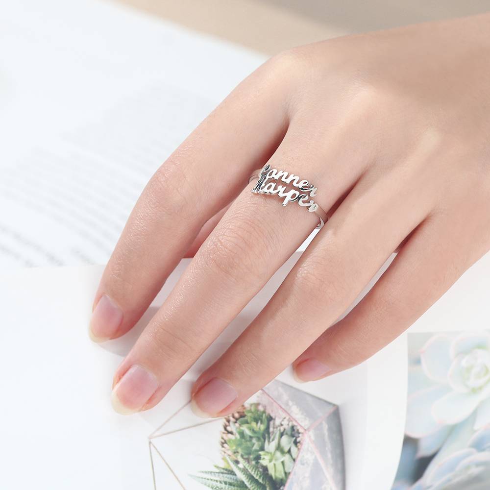 Custom Double Names Ring - 925 Sterling Silver