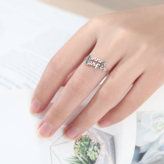 Custom Double Names Ring - 925 Sterling Silver