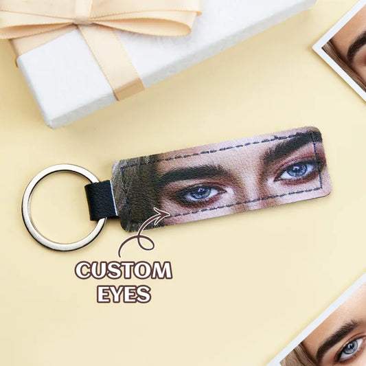 Custom Colored Eyes Keychain PU Leather Keychain Gift
