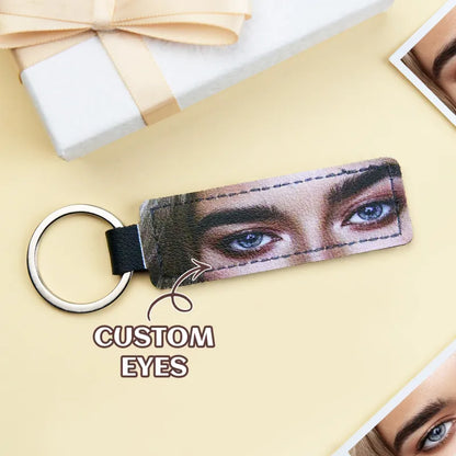 Custom Colored Eyes Keychain PU Leather Keychain Gift