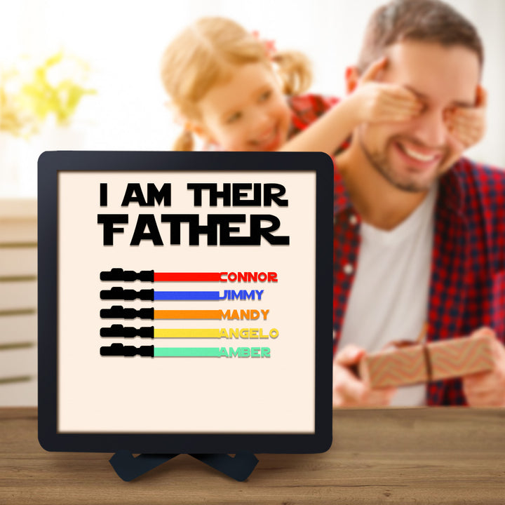 Custom Name Light Saber I AM THEIR FATHER Wooden Sign for Father's Day Gifts