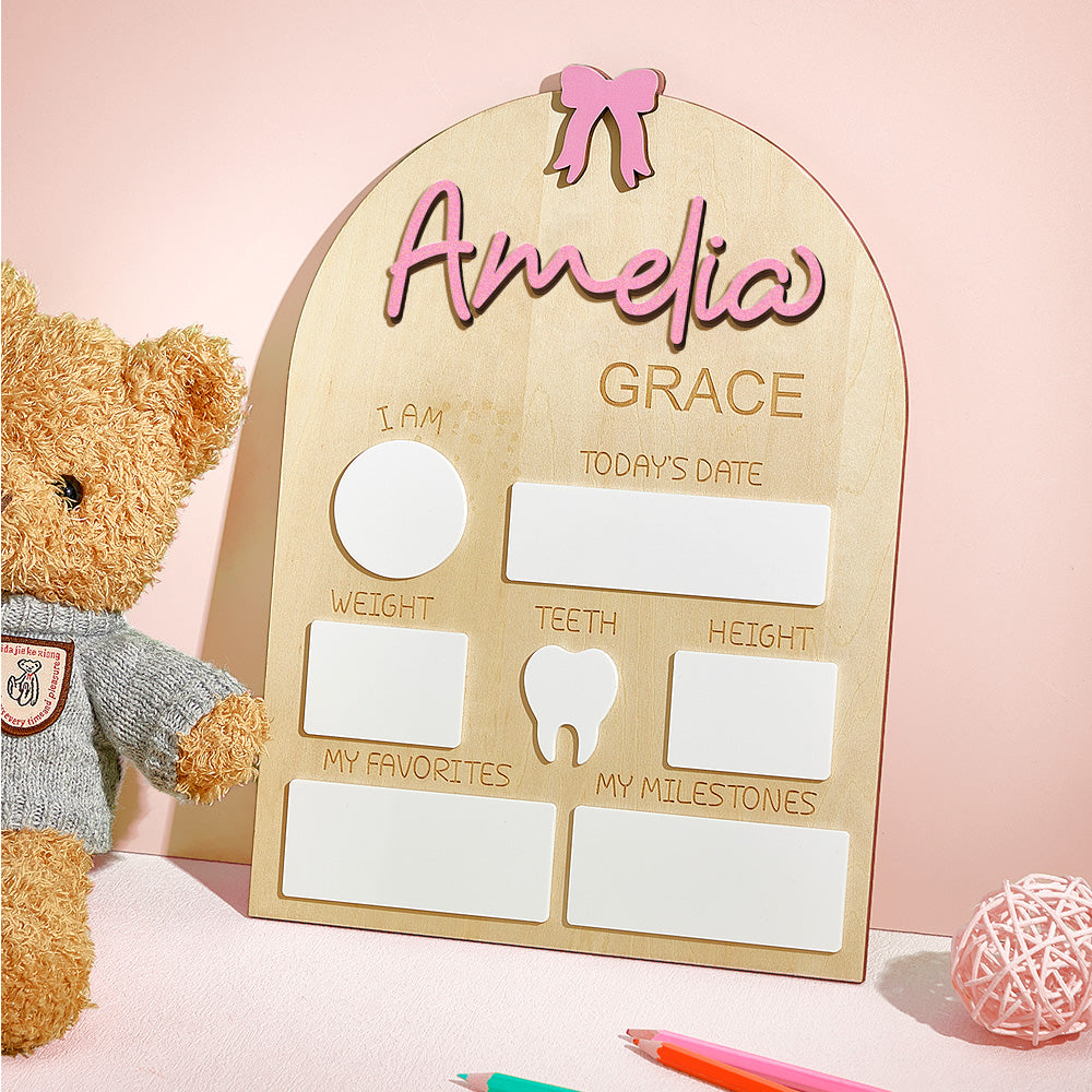 Personalized Coquette Bow Baby Name Sign with Birth Information Baby Shower Gift for New Mom