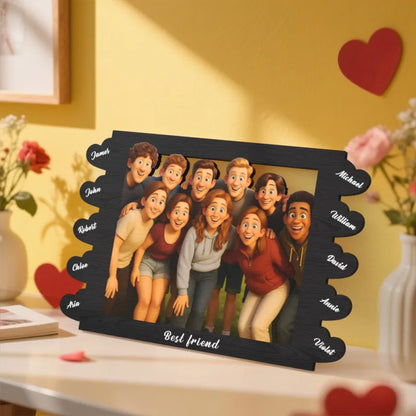 Personalized Cartoon Style Heart-Shaped Name Photo Frame Best Anniversary Birthday Family Holiday Gift