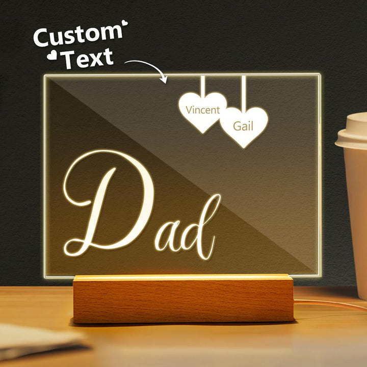 Personalized Engraved 1-5 Names Night Light Gifts For Dad