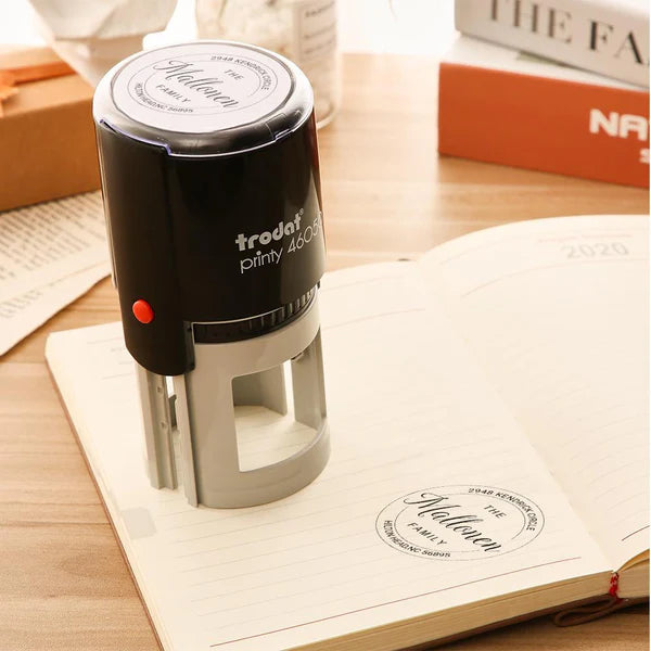Custom Family Address Stamp Round Self Inking Stamp for Wedding