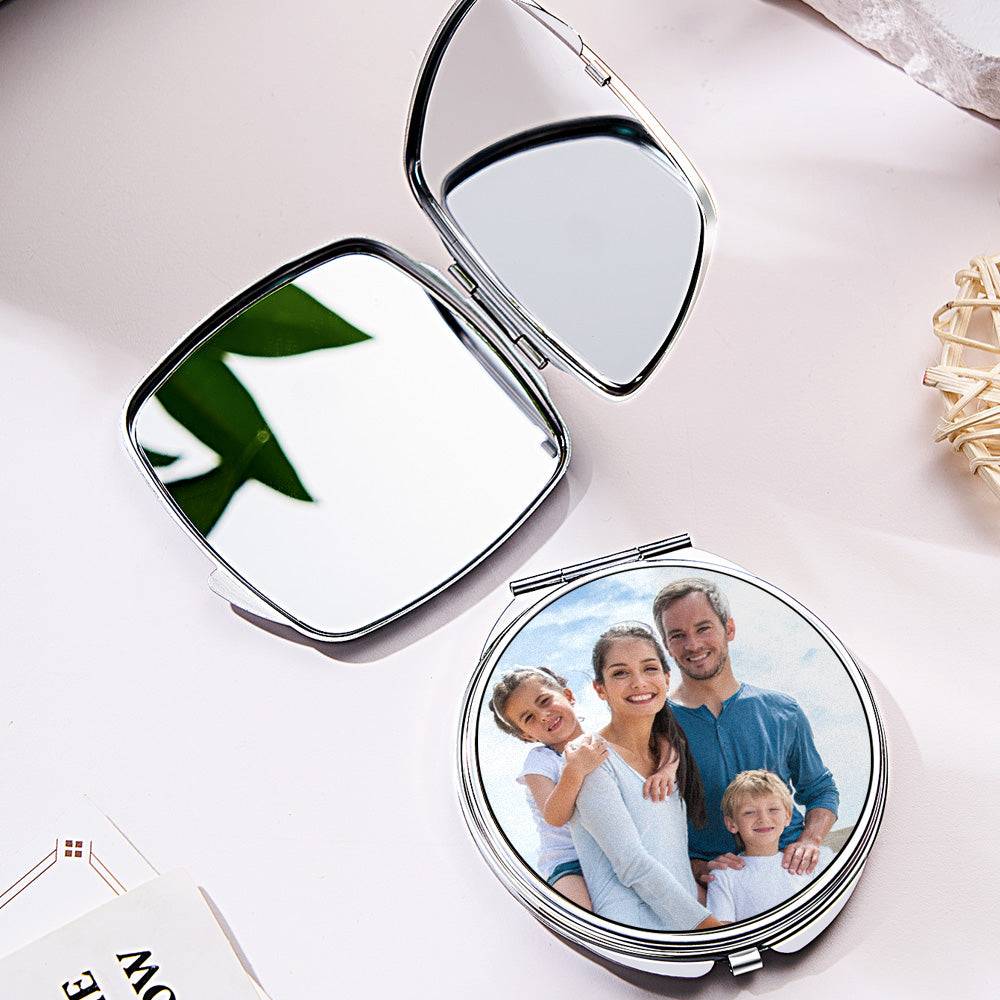 Personalized Photo Compact Portable Mirror Travel Birthday Gift for Her