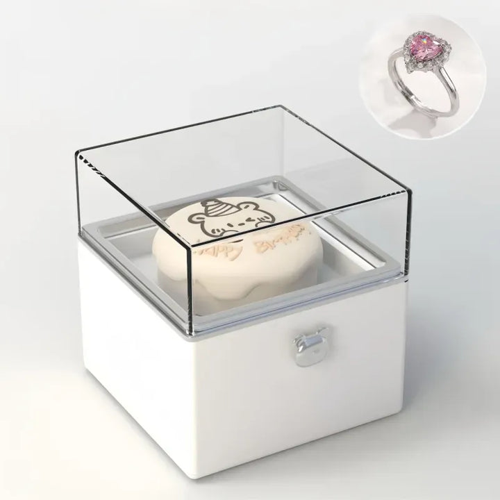 Magical Bear Cake Ring Box Surprise Gift Birthday Gift With Open Adjustable Promise Ring Gift For Lover For Her